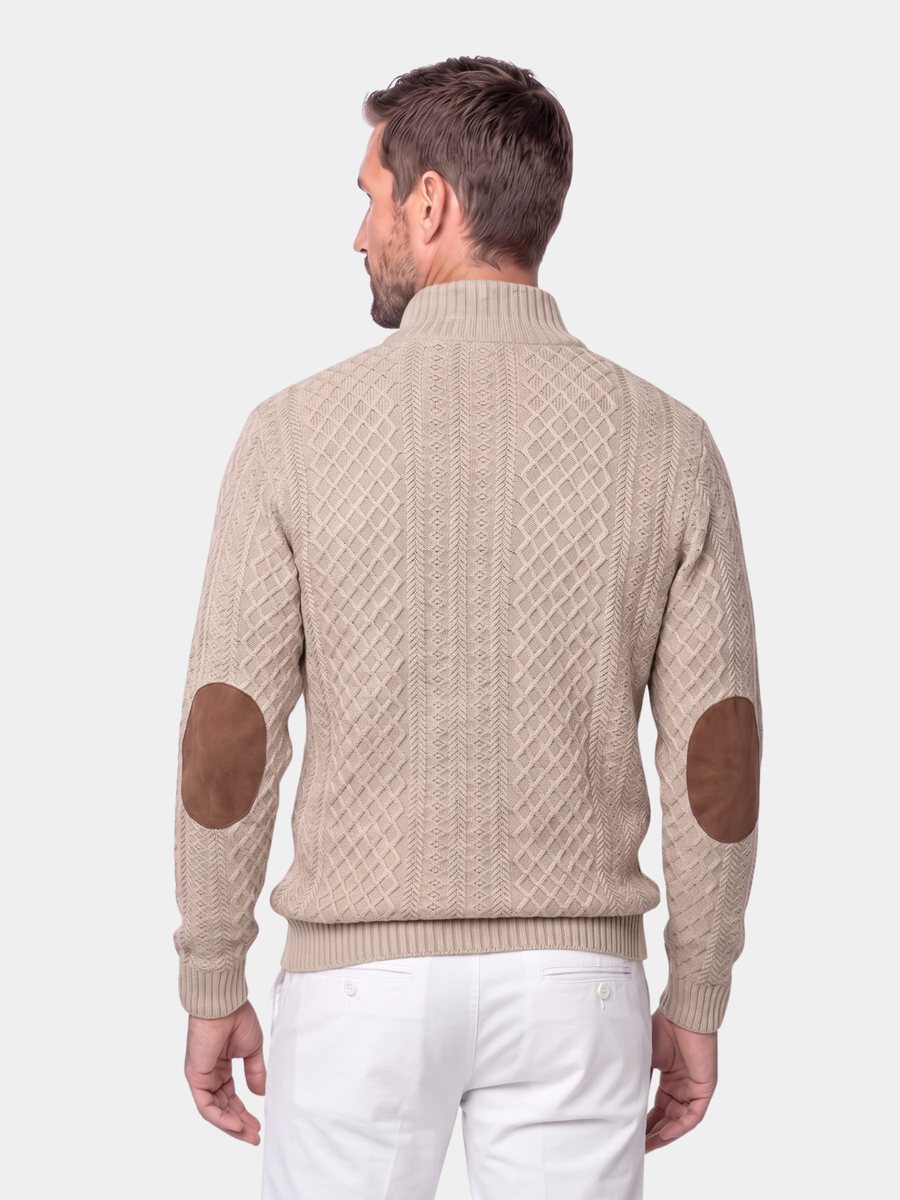 Men's Ribbed Turtleneck Sweater — Cotton Blend High Neck Knit for Winter Layering