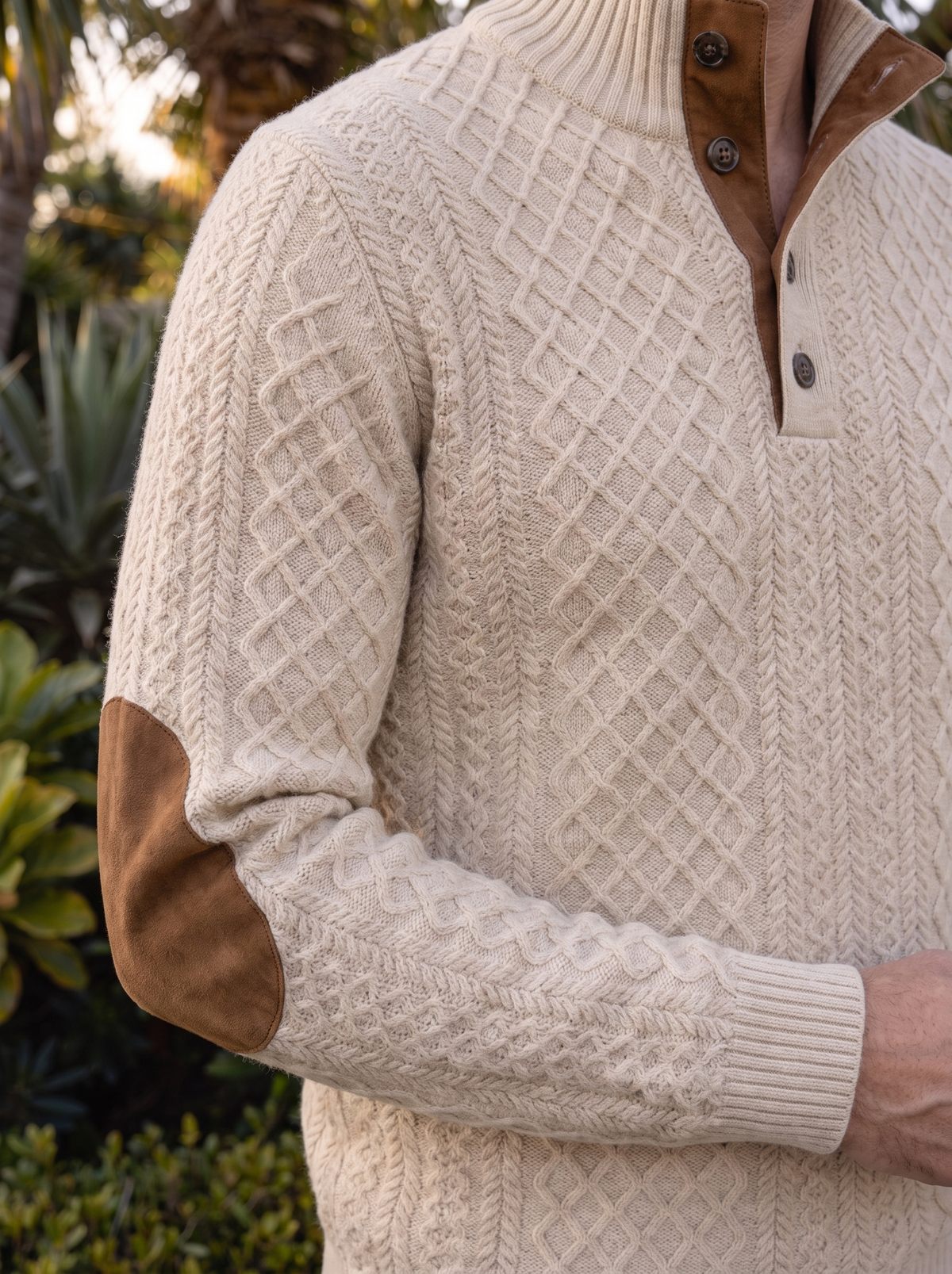 Men's Ribbed Turtleneck Sweater — Cotton Blend High Neck Knit for Winter Layering