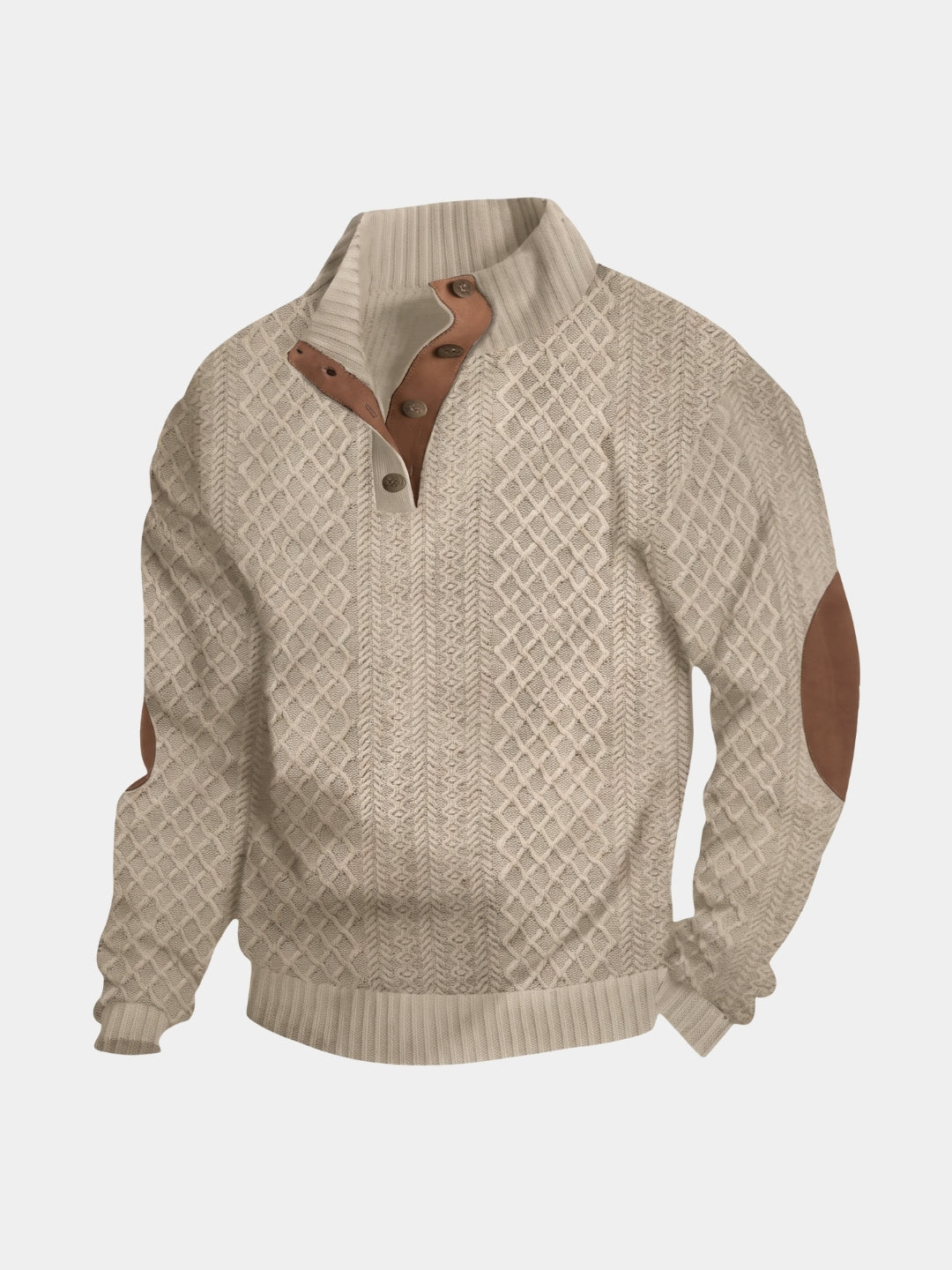 Men's Ribbed Turtleneck Sweater — Cotton Blend High Neck Knit for Winter Layering