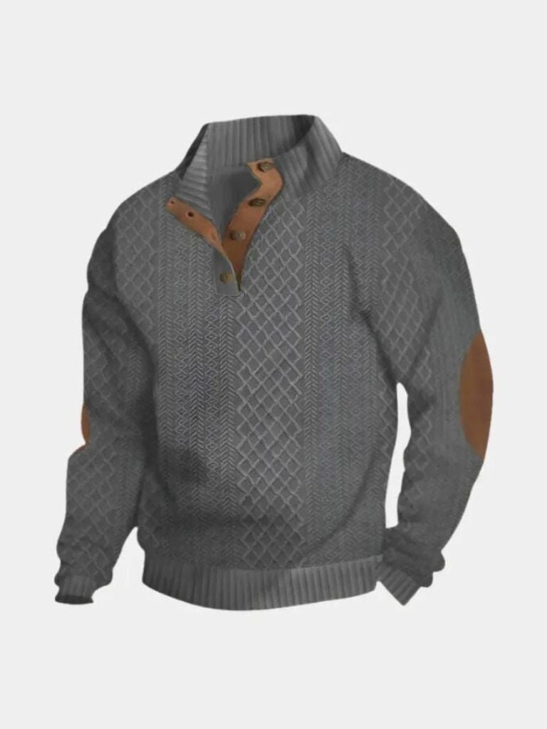 Men's Ribbed Turtleneck Sweater — Cotton Blend High Neck Knit for Winter Layering