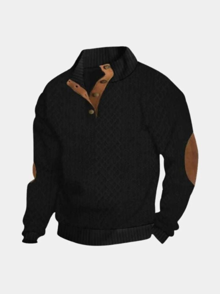 Men's Ribbed Turtleneck Sweater — Cotton Blend High Neck Knit for Winter Layering