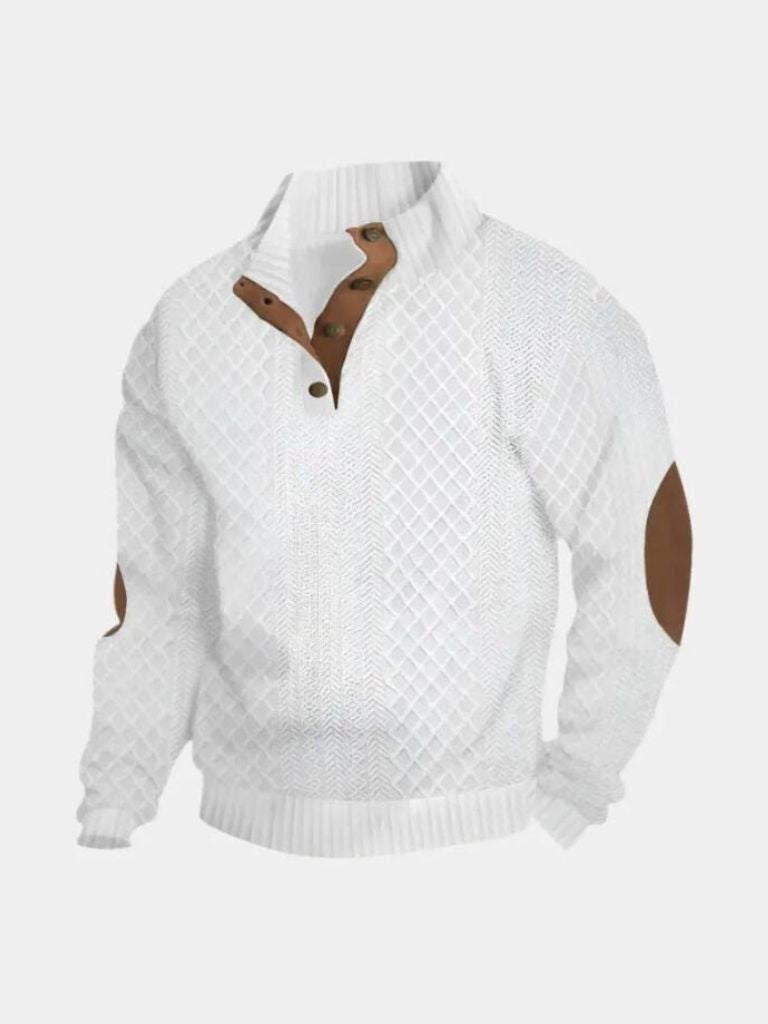 Men's Ribbed Turtleneck Sweater — Cotton Blend High Neck Knit for Winter Layering