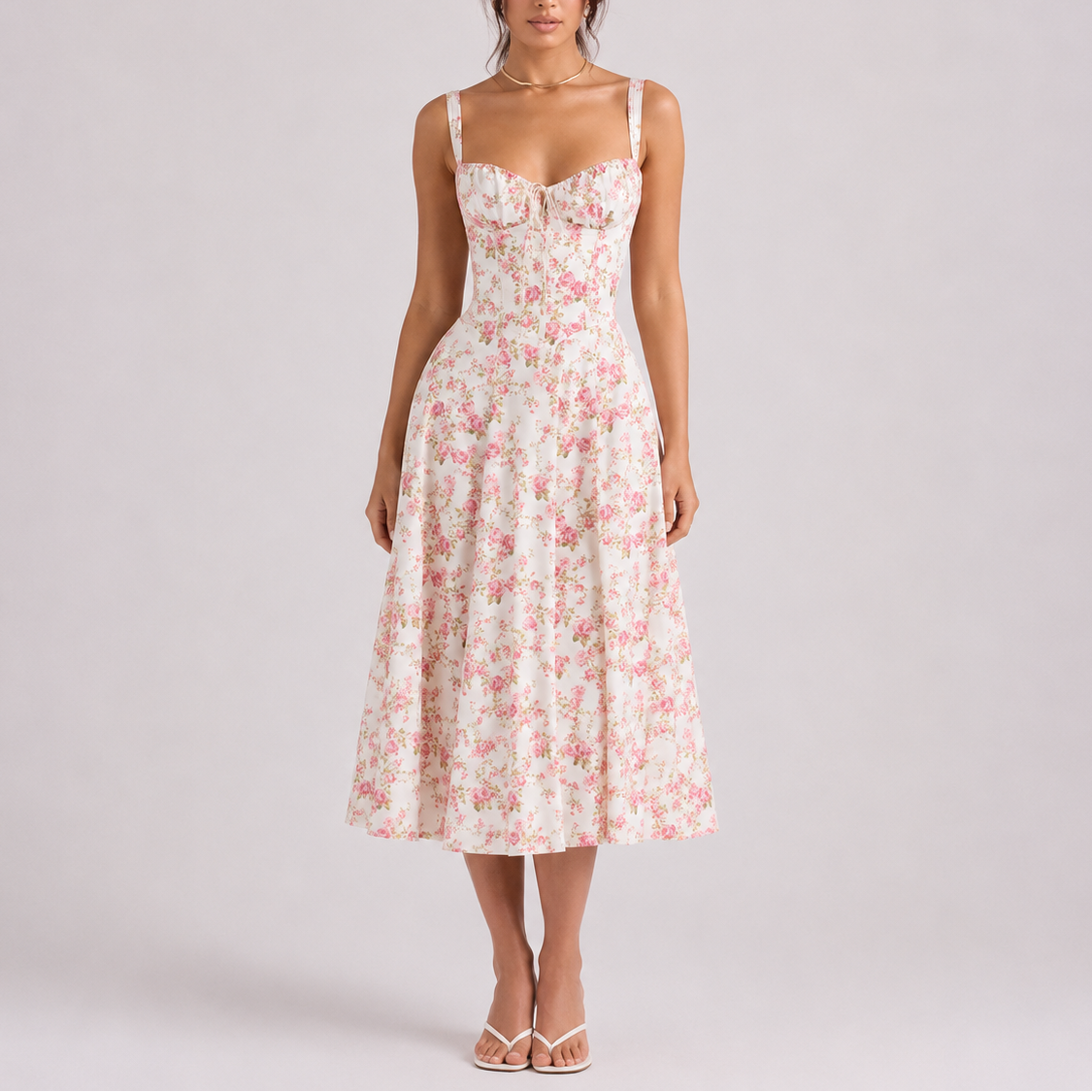 Women’s Elegant Midi Dress Ruched Bust Fitted Style Evening Occasion