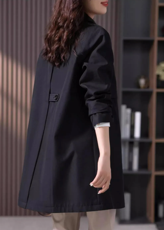 Women's Classic Trench Coat Single Button Closure Tailored Fit Timeless Style