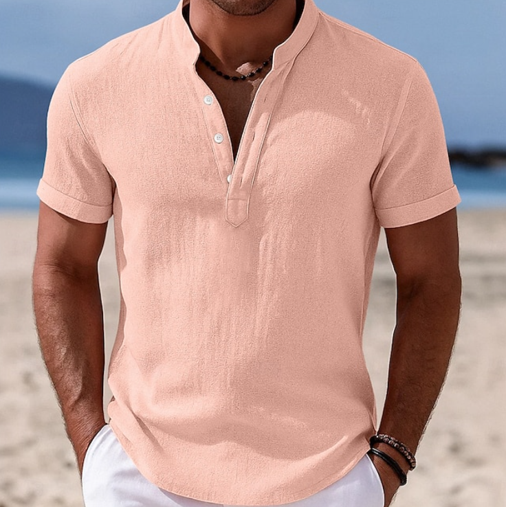 Men's Summer Button-Up Shirt Short Sleeve Collared Casual Everyday Wear