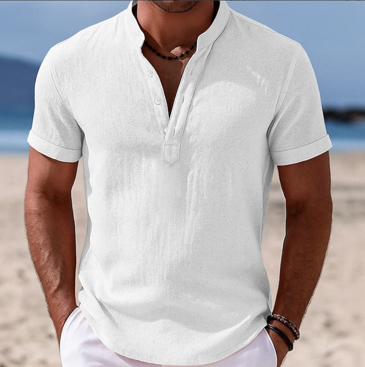 Men's Summer Button-Up Shirt Short Sleeve Collared Casual Everyday Wear