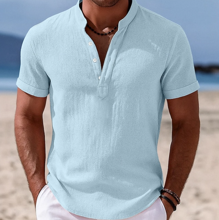 Men's Summer Button-Up Shirt Short Sleeve Collared Casual Everyday Wear