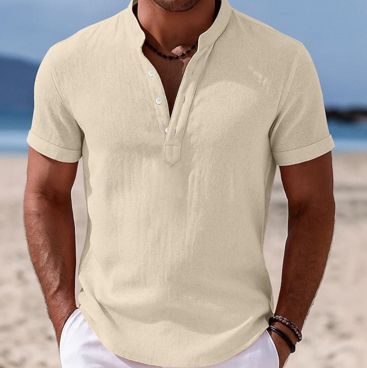 Men's Summer Button-Up Shirt Short Sleeve Collared Casual Everyday Wear
