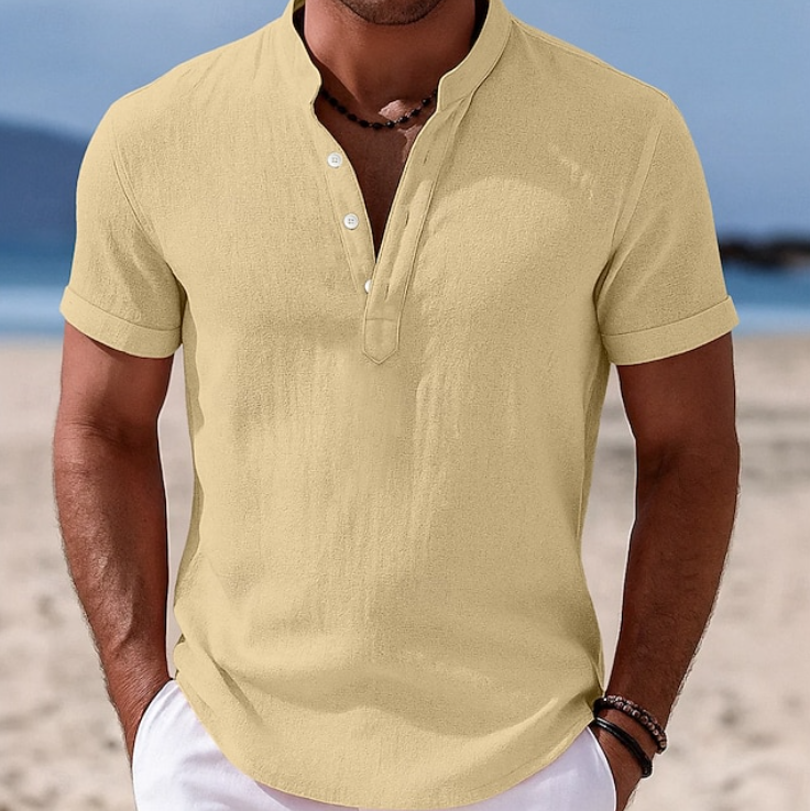 Men's Summer Button-Up Shirt Short Sleeve Collared Casual Everyday Wear