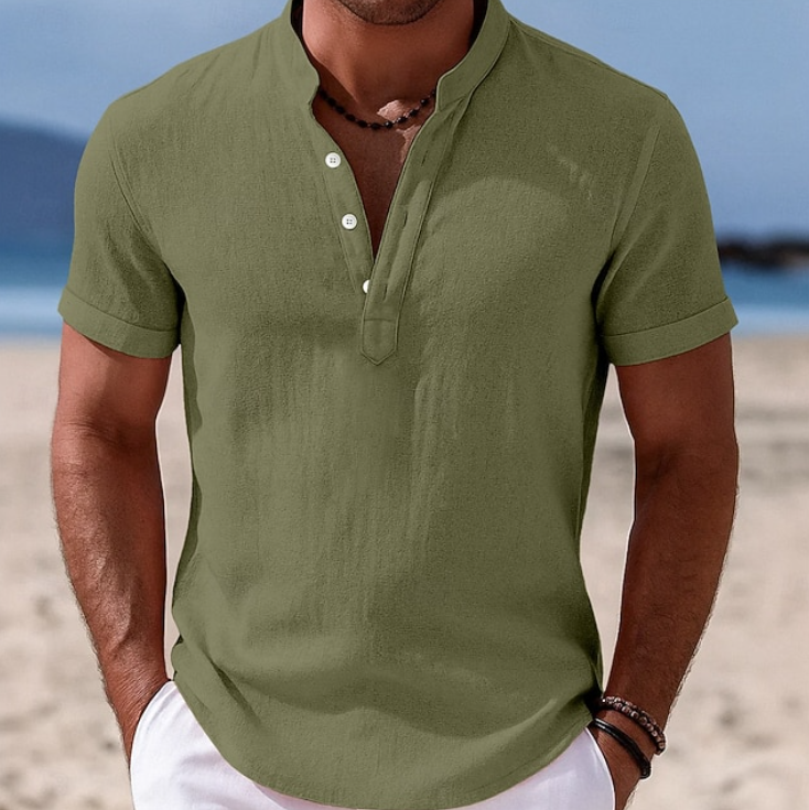 Men's Summer Button-Up Shirt Short Sleeve Collared Casual Everyday Wear
