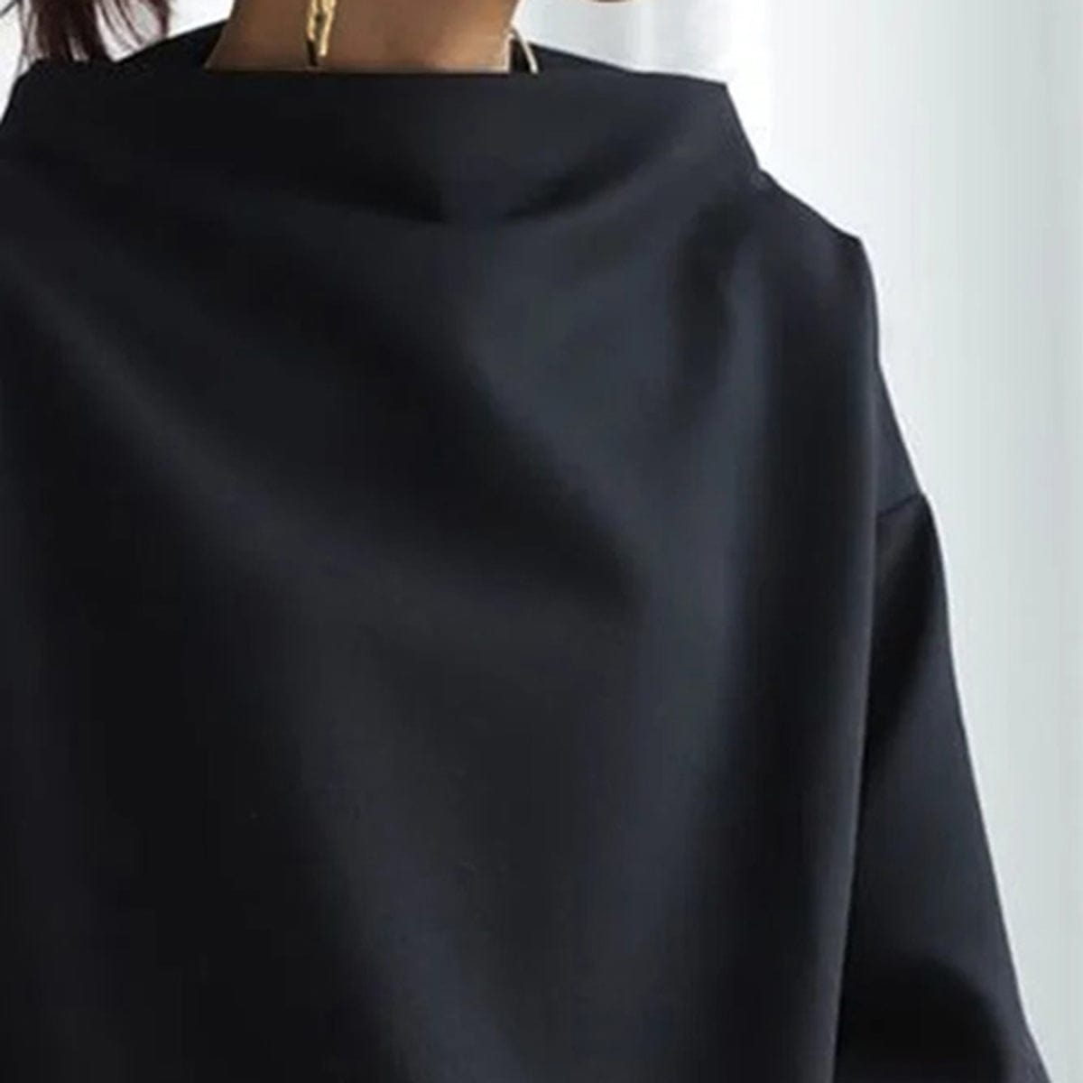 Women's High-Neck Soft Knit Top Long Sleeve Fitted Casual Everyday