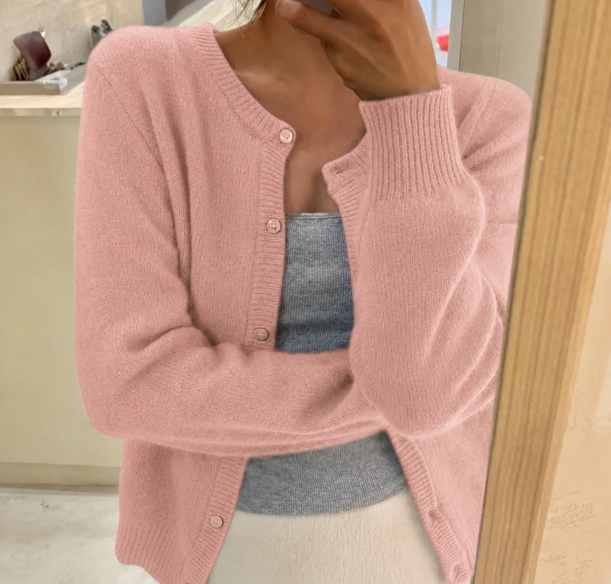 Women's Knit Cardigan Button Front Cosy Layering Essential Casual Wear