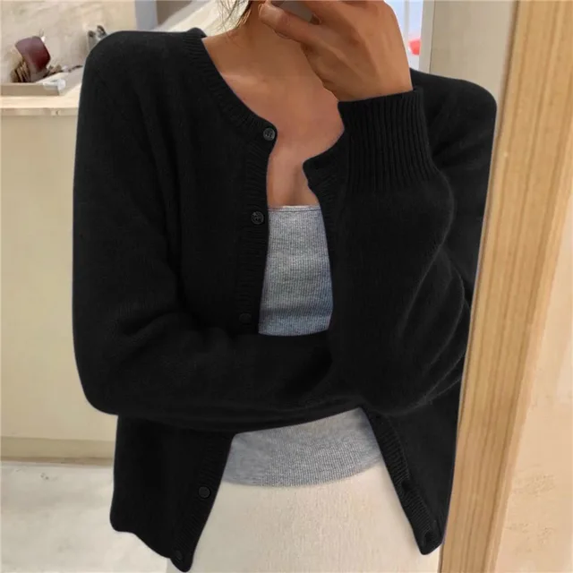 Women's Knit Cardigan Button Front Cosy Layering Essential Casual Wear