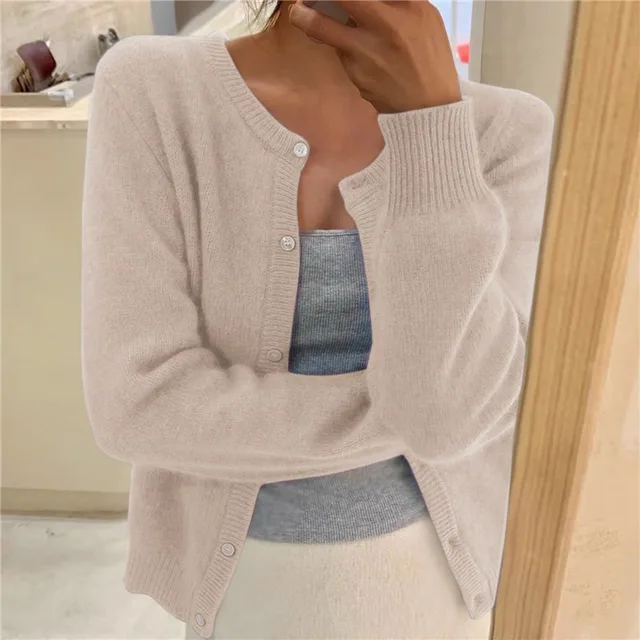 Women's Knit Cardigan Button Front Cosy Layering Essential Casual Wear