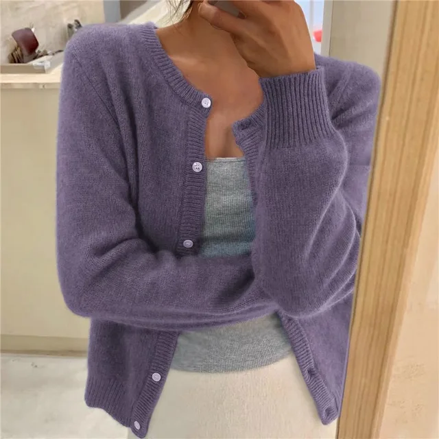 Women's Knit Cardigan Button Front Cosy Layering Essential Casual Wear