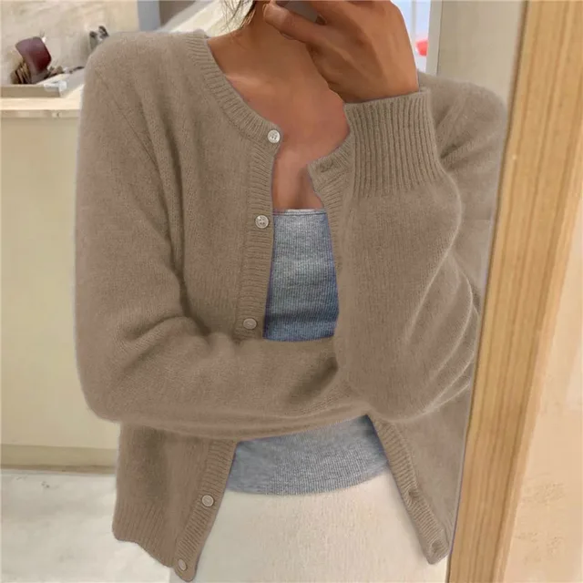 Women's Knit Cardigan Button Front Cosy Layering Essential Casual Wear
