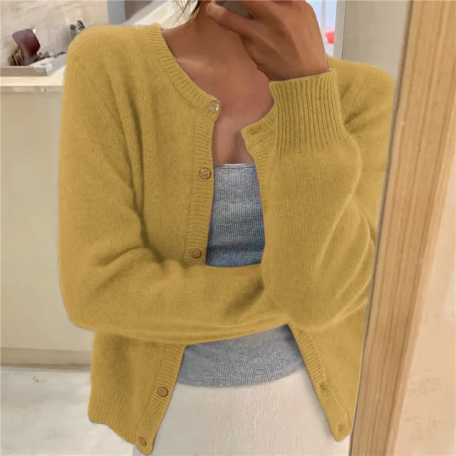 Women's Knit Cardigan Button Front Cosy Layering Essential Casual Wear