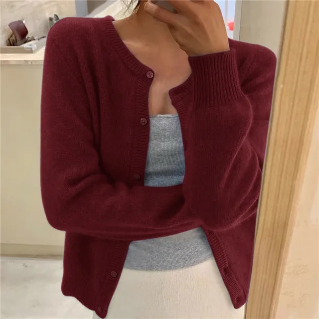 Women's Knit Cardigan Button Front Cosy Layering Essential Casual Wear