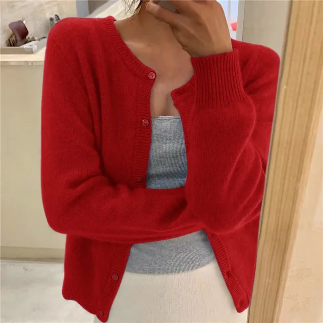 Women's Knit Cardigan Button Front Cosy Layering Essential Casual Wear