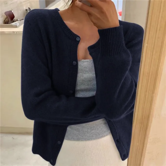 Women's Knit Cardigan Button Front Cosy Layering Essential Casual Wear