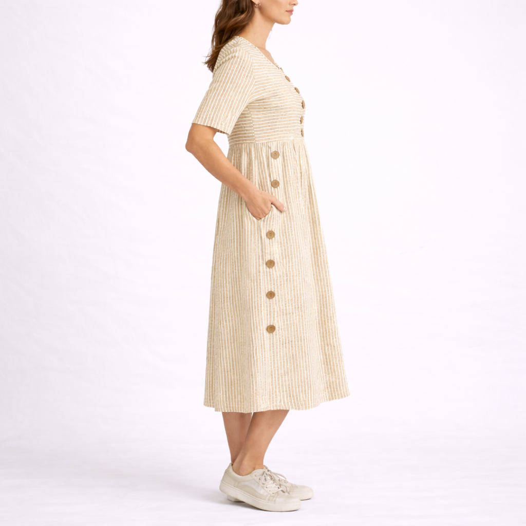 Women's Midi Dress Striped Pattern Short Sleeve Casual Everyday Styling