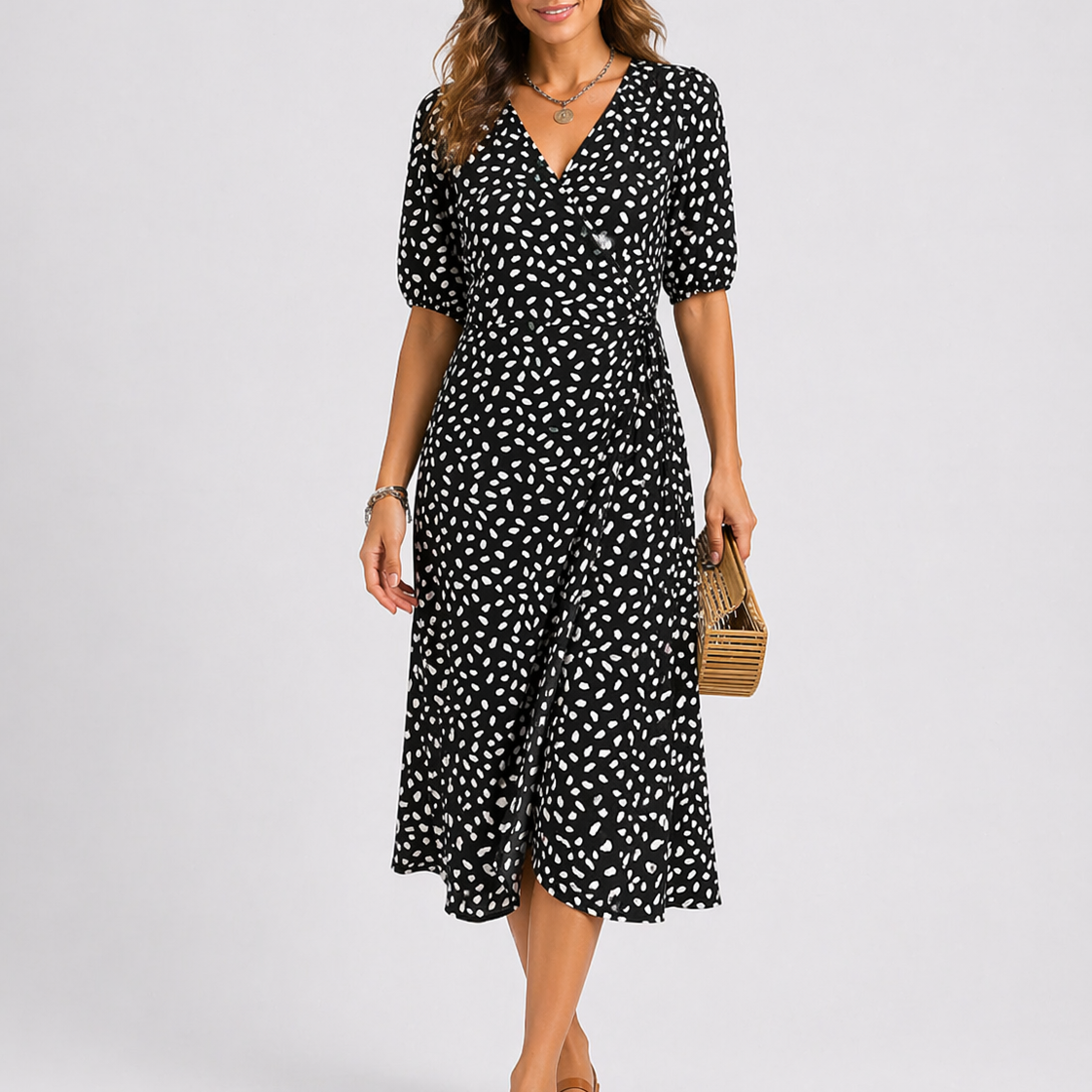 Women's Midi Dress Abstract Print Casual Summer Stylish Everyday