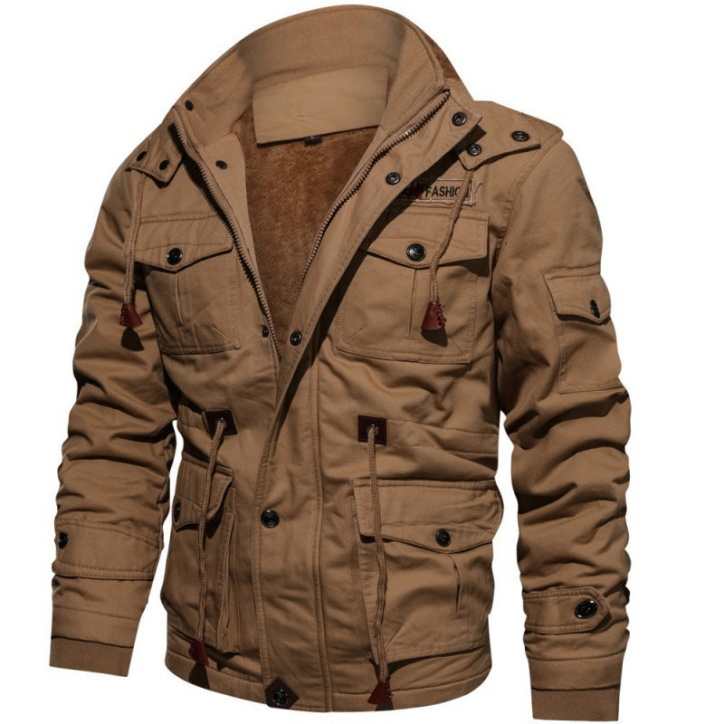 Men's Utility Jacket Fleece-Lined Full-Zip Hooded Casual Outdoor Wear