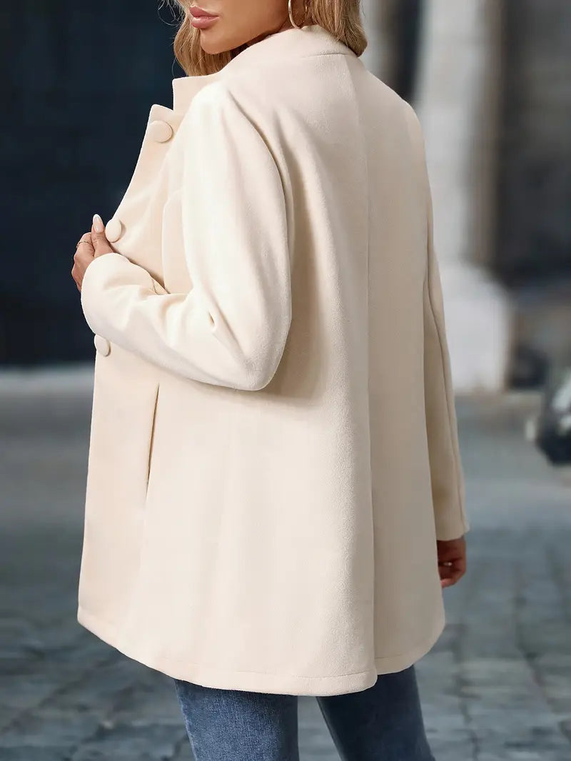 Women's Tailored Wool Coat Fitted Long Sleeve Notched Collar Classic Outerwear
