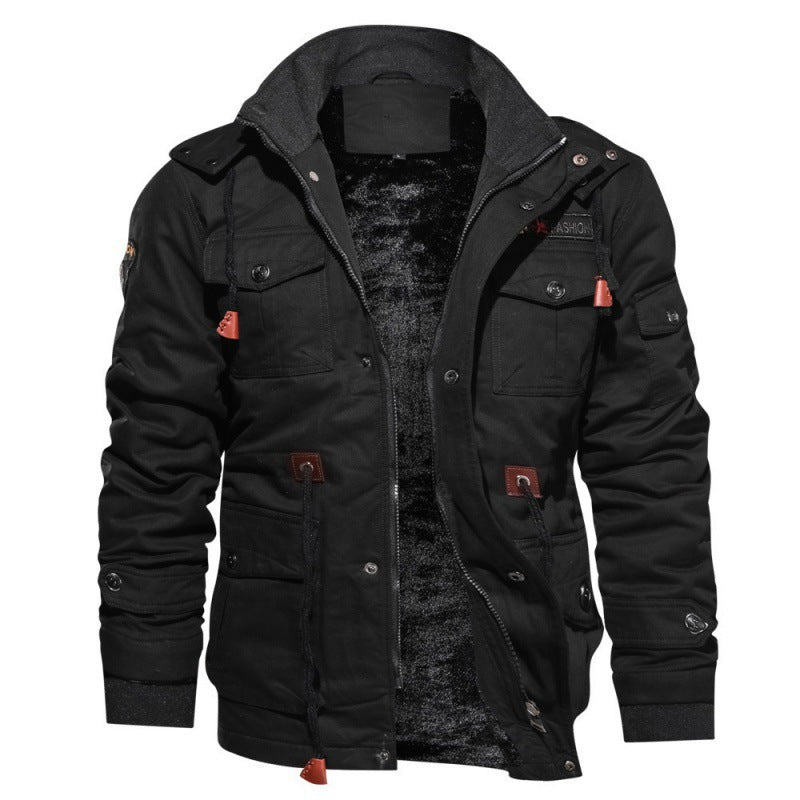 Men's Utility Jacket Fleece-Lined Full-Zip Hooded Casual Outdoor Wear