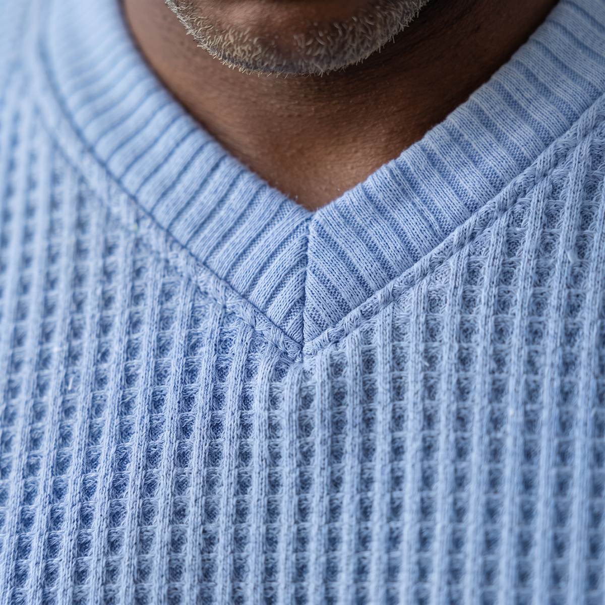 Men's Waffle Knit V-Neck Tee — Relaxed Fit, Short Sleeve, Casual Everyday Wear