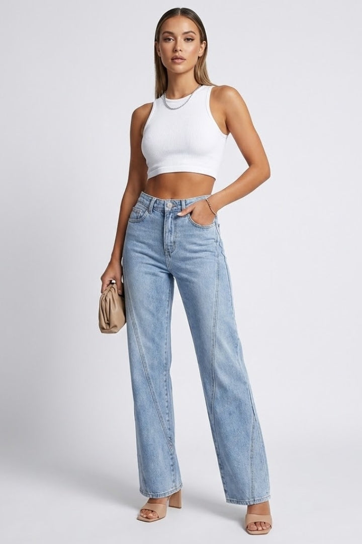 Women's High-Waist Relaxed Straight-Leg Jeans Casual Fit Everyday Styling