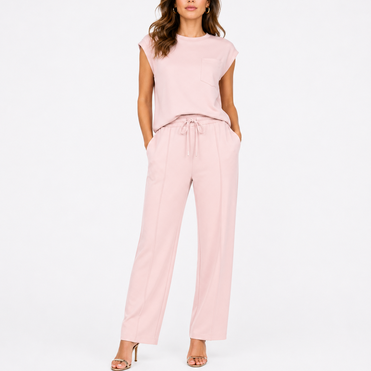 Women's Casual Two-Piece Set Relaxed Fit Short Sleeve Summer Outfit