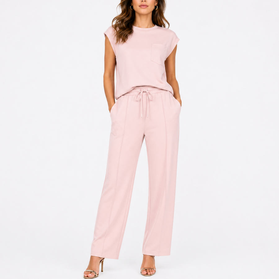 Women's Casual Two-Piece Set Relaxed Fit Short Sleeve Summer Outfit