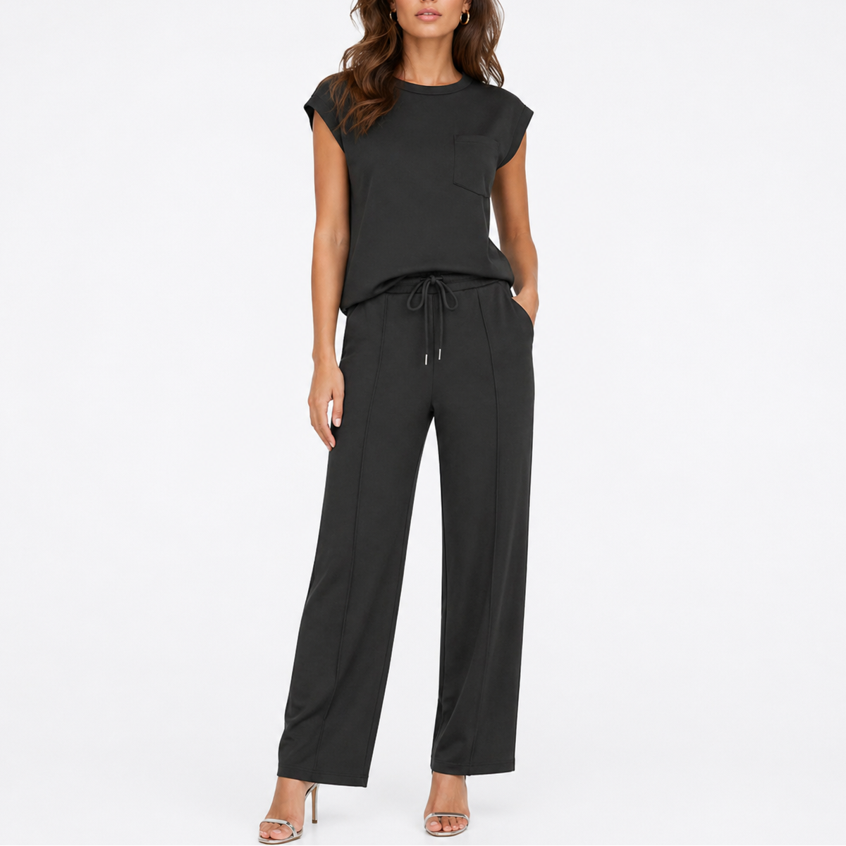 Women's Casual Two-Piece Set Relaxed Fit Short Sleeve Summer Outfit