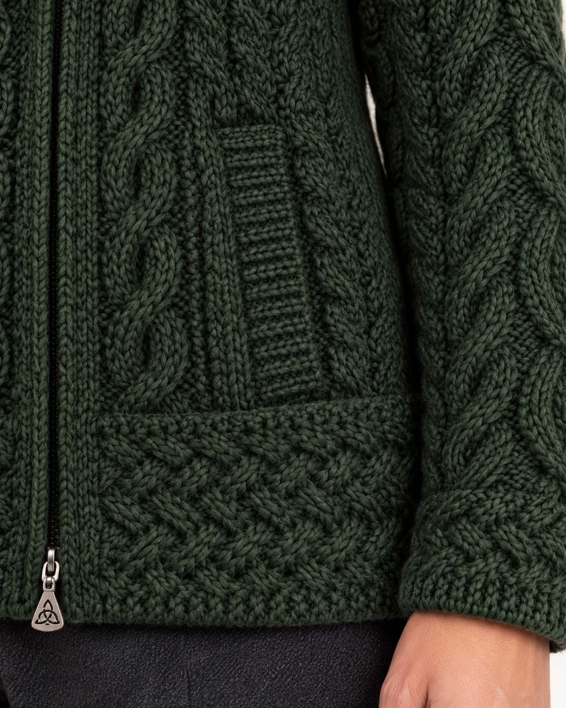 Women's Aran Cable Knit Side Zip Cardigan