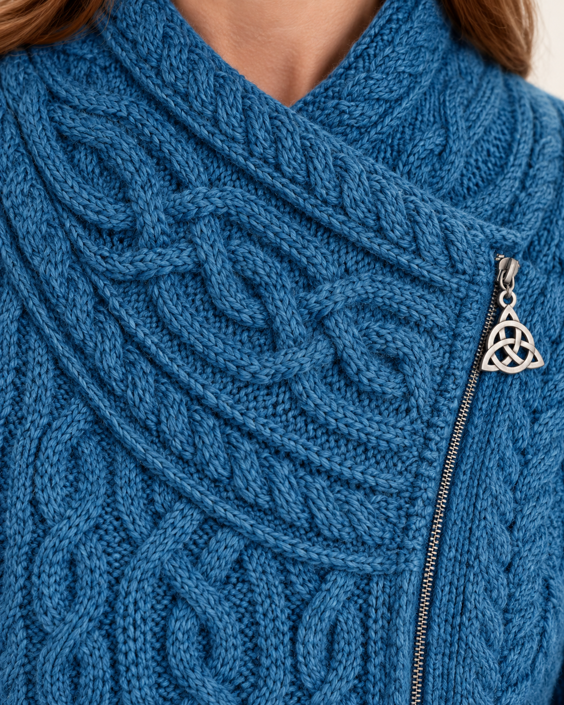 Women's Aran Cable Knit Side Zip Cardigan