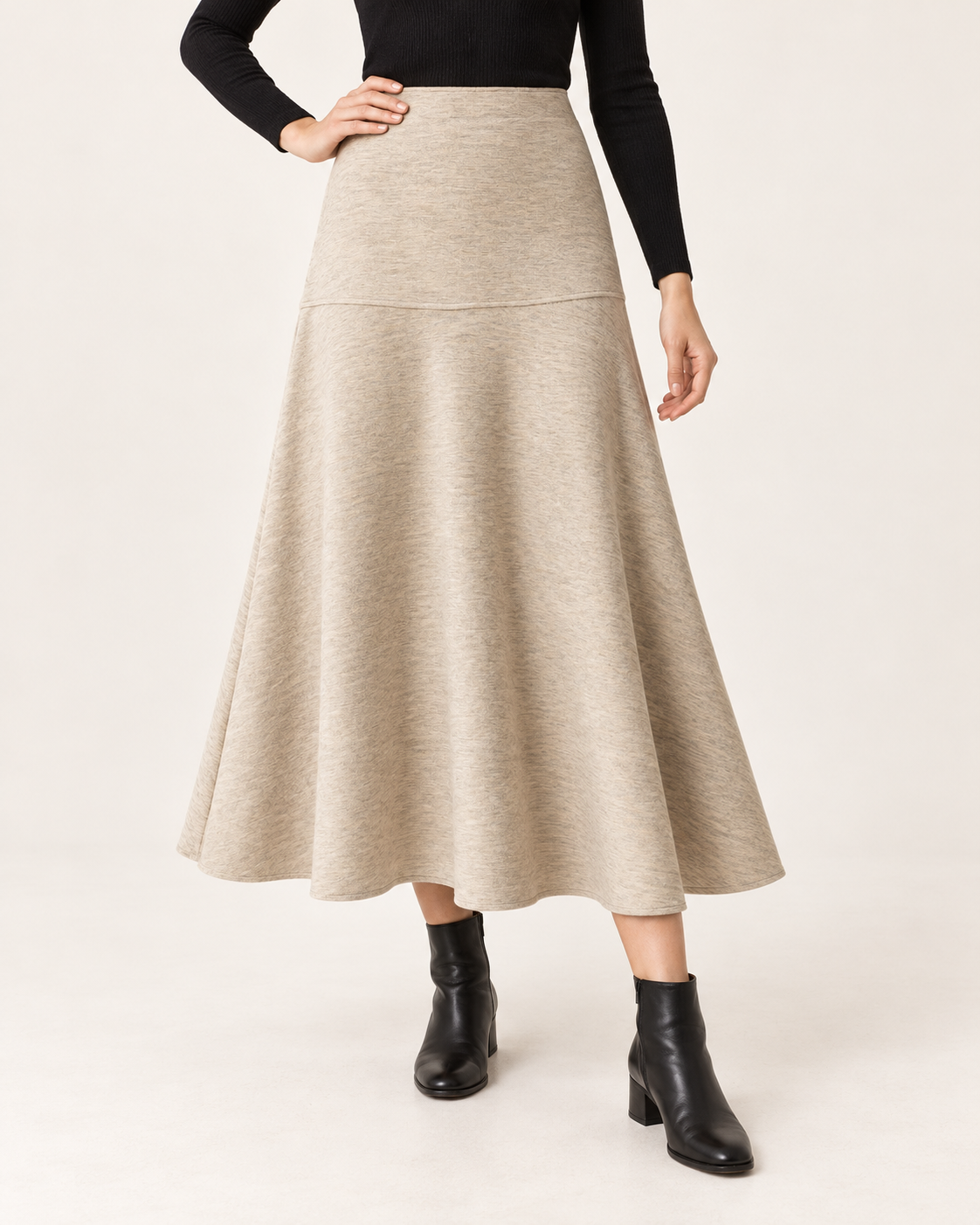Women's Brushed Knit Flared Midi Skirt
