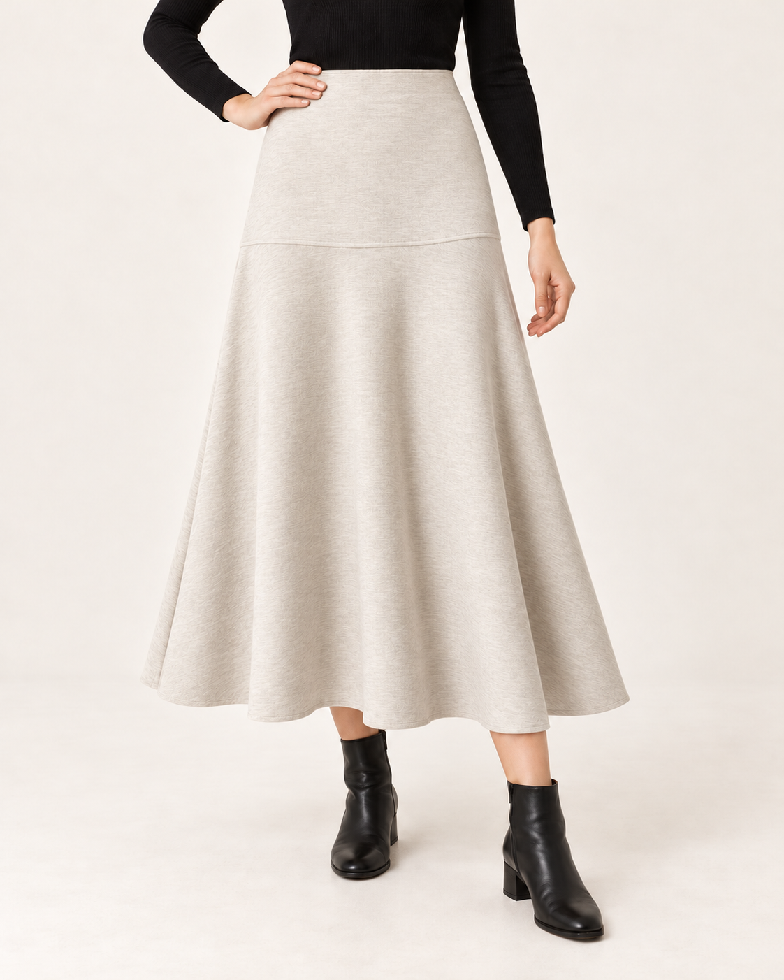Women's Brushed Knit Flared Midi Skirt