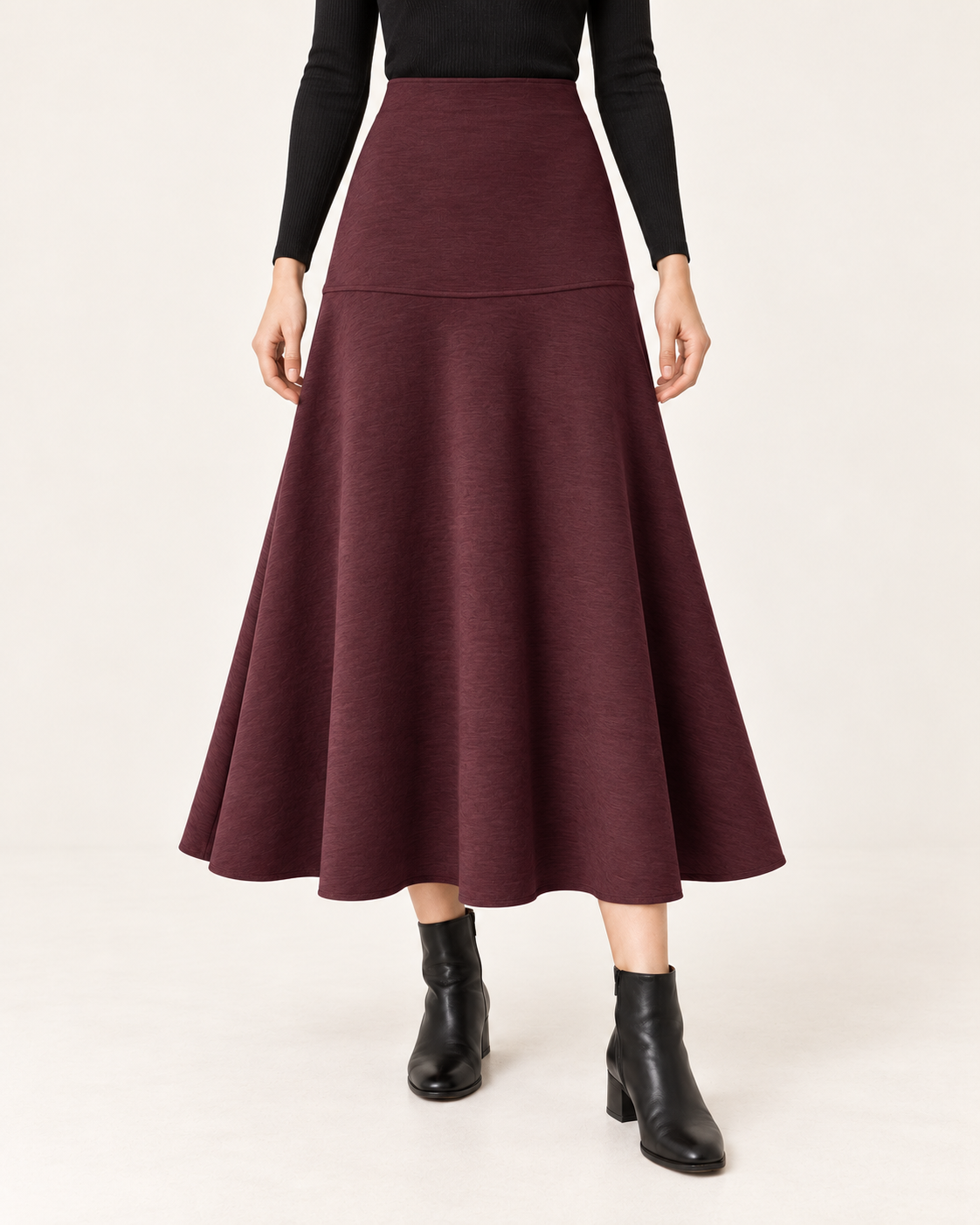 Women's Brushed Knit Flared Midi Skirt
