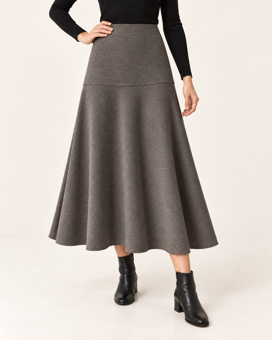 Women's Brushed Knit Flared Midi Skirt
