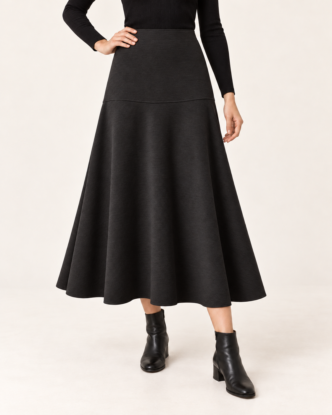 Women's Brushed Knit Flared Midi Skirt