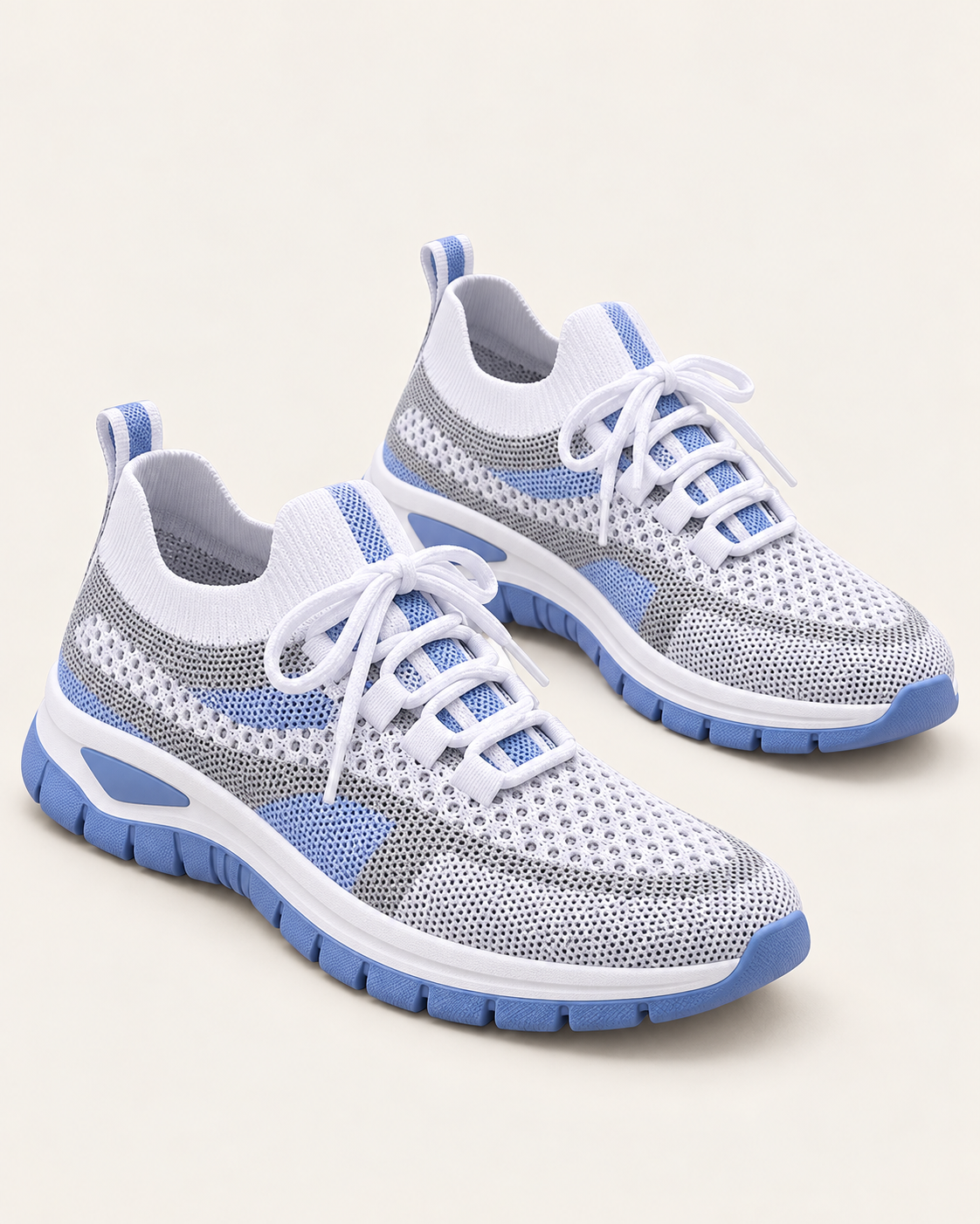 Women's Chunky Trainers with Mesh Knit Upper and Thick Sole in Blue