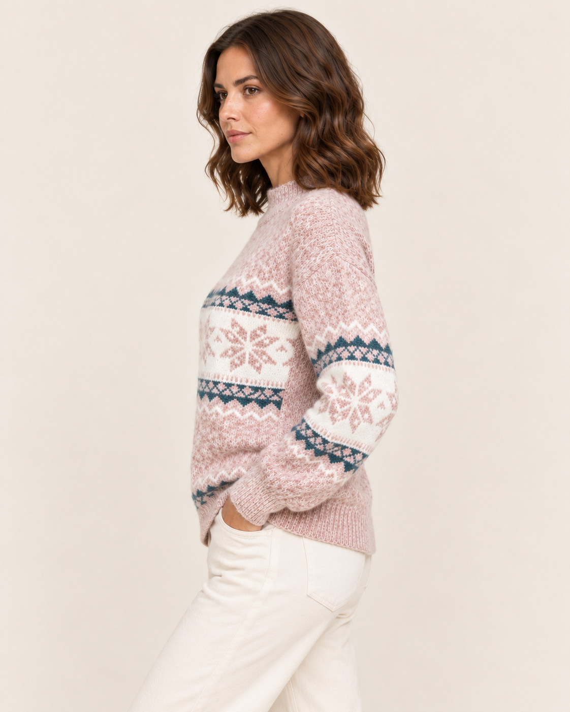 Women's Christmas Jumper with Snowflake Fair Isle Pattern