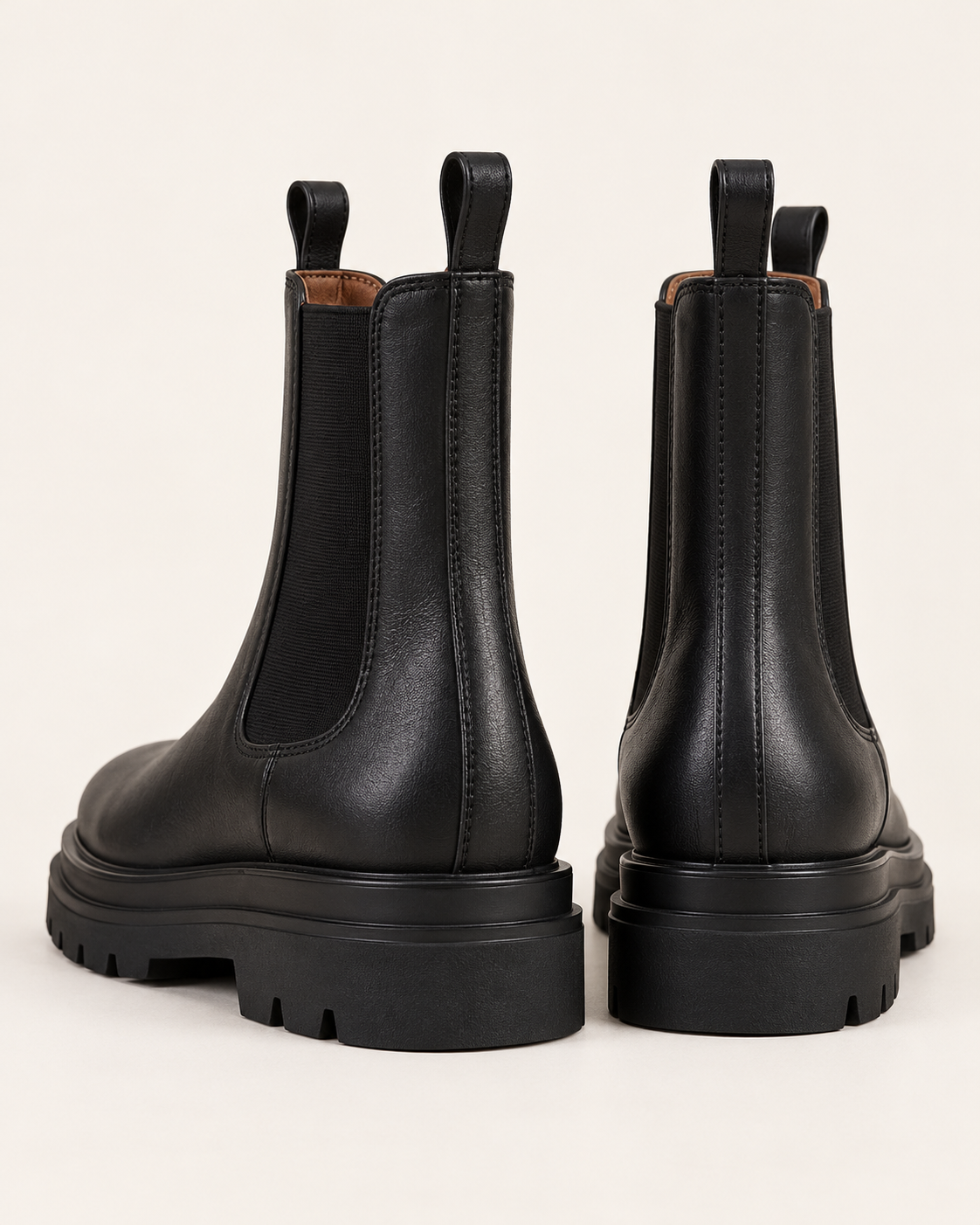 Women's Chunky Black Chelsea Boots with Platform Lug Sole