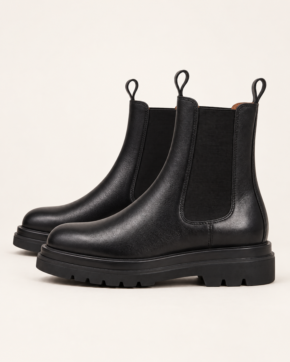 Women's Chunky Black Chelsea Boots with Platform Lug Sole