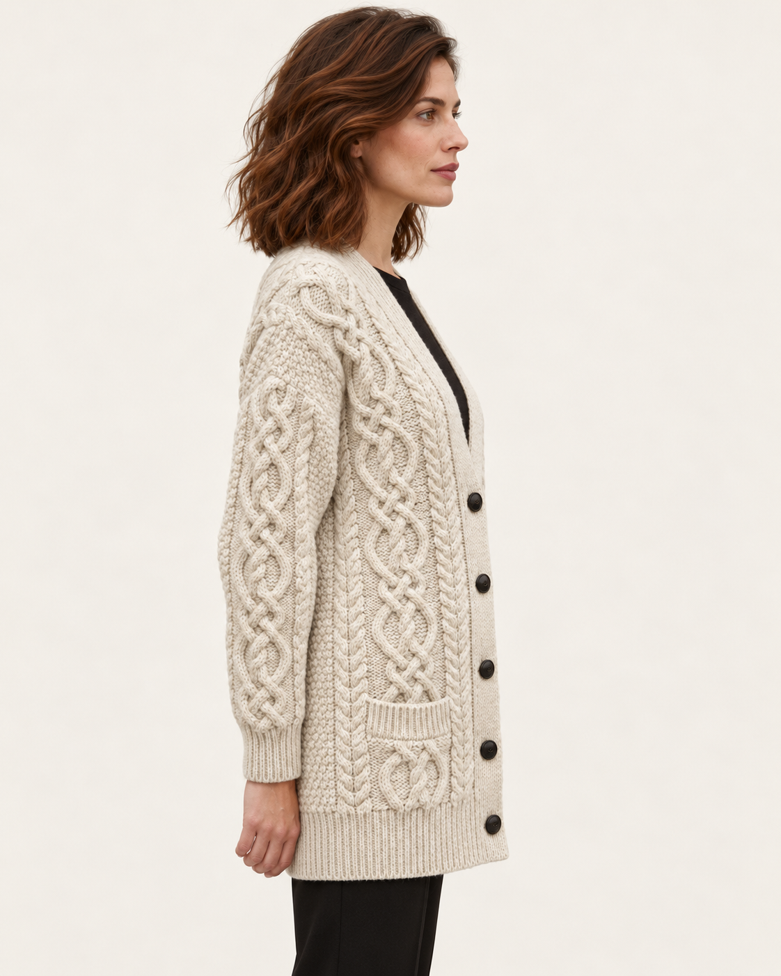 Women's Chunky Cable Knit Cardigan With Pockets