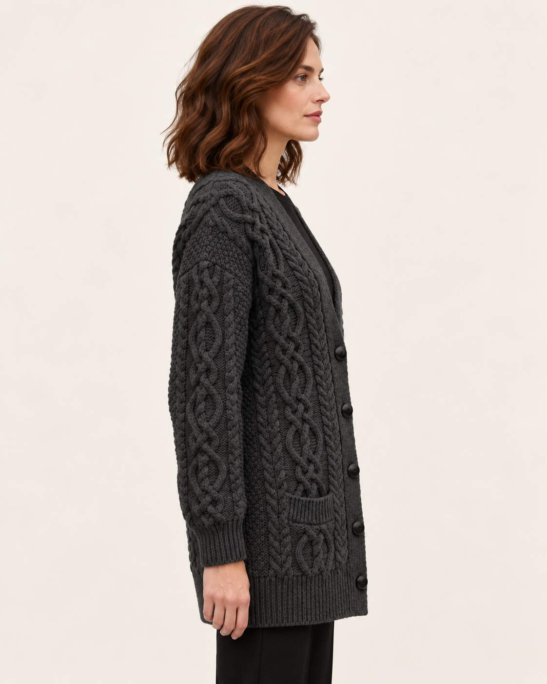 Women's Chunky Cable Knit Cardigan With Pockets