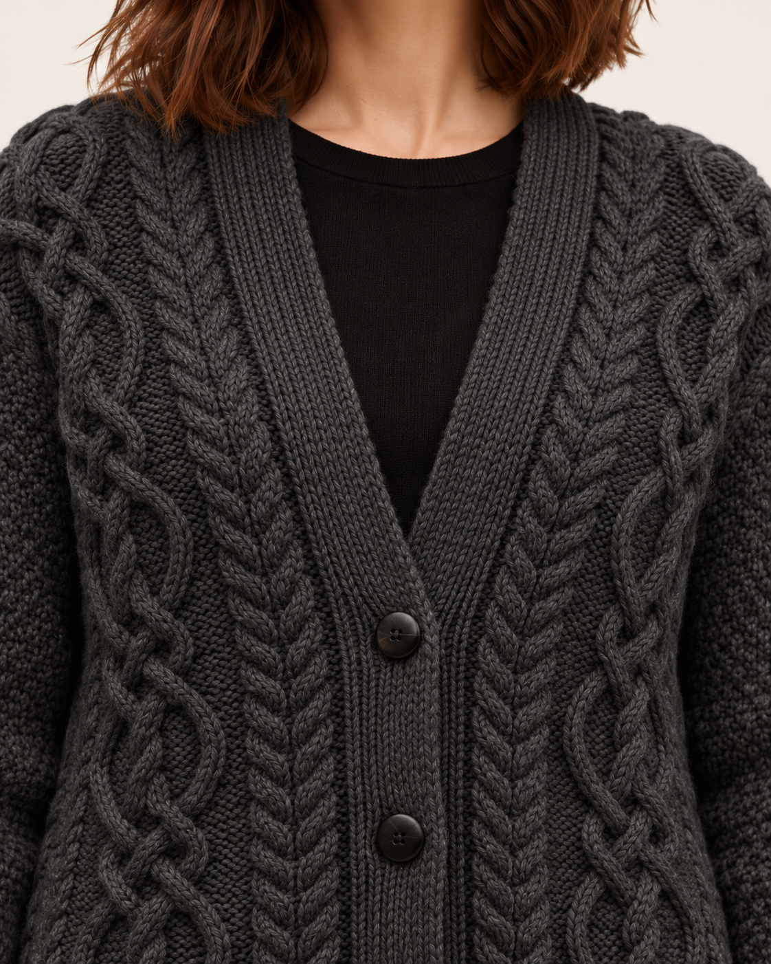 Women's Chunky Cable Knit Cardigan With Pockets