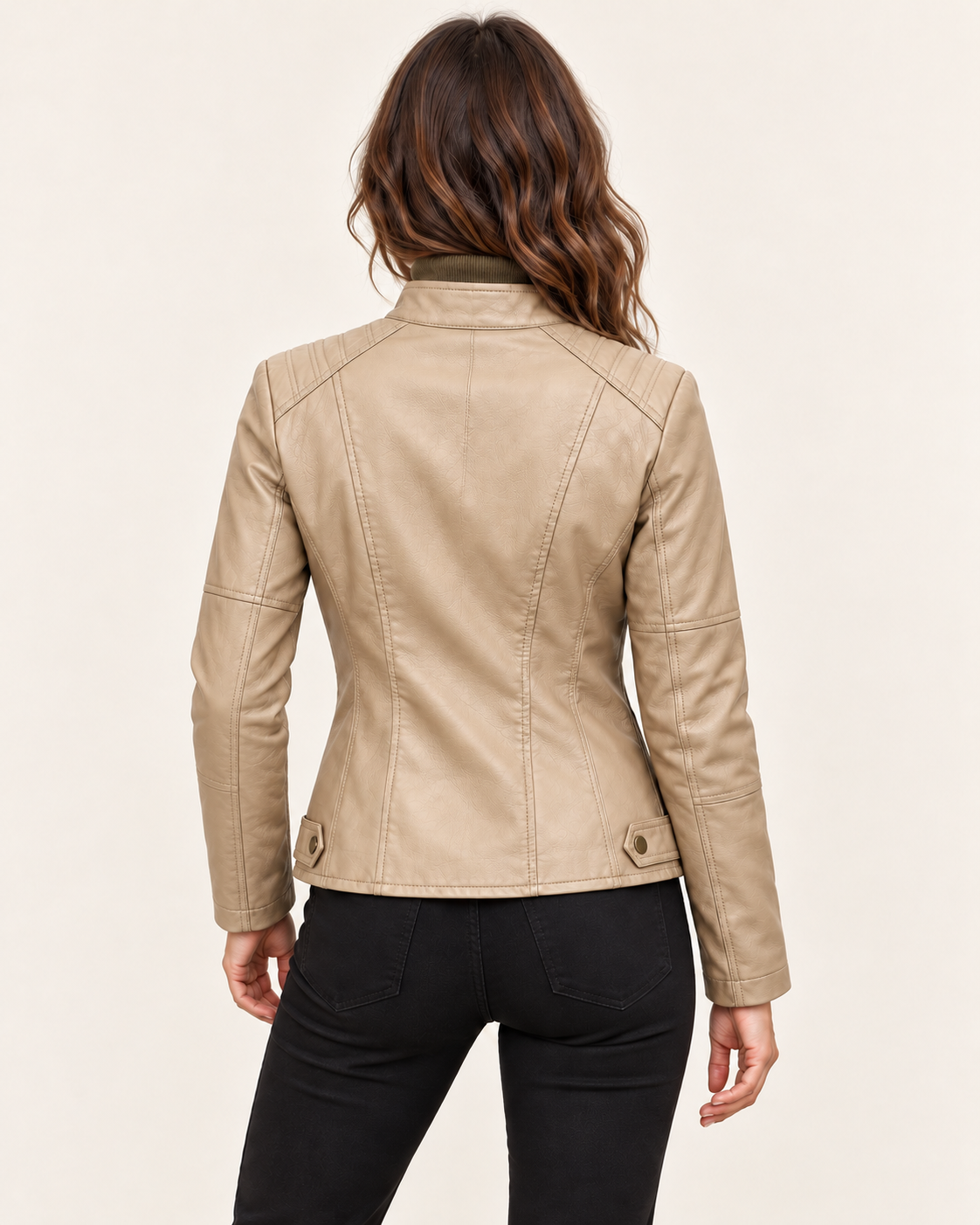 Women's Cropped Faux Leather Racer Jacket