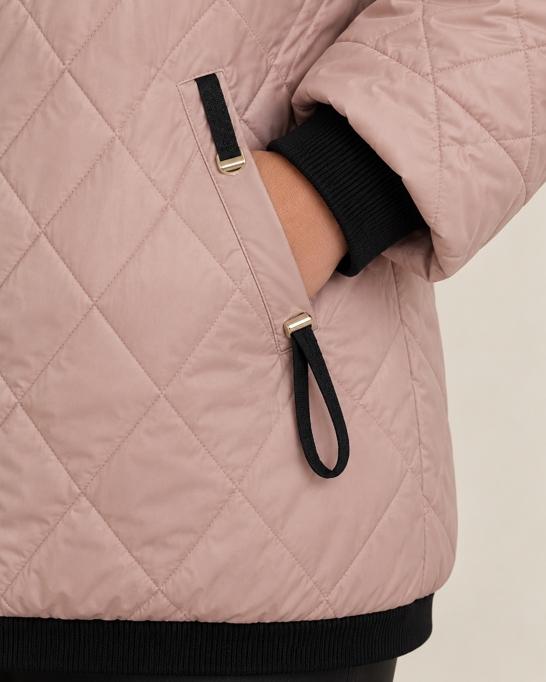 Women's Diamond Quilted Hooded Jacket in Pink, view 3